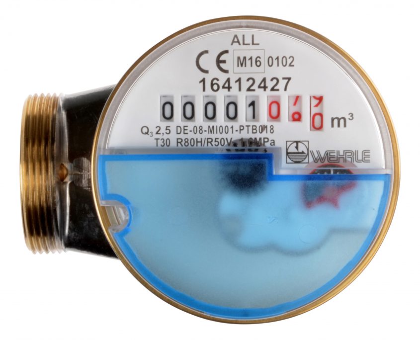 Single-Jet Dry Valve Meter Measuring Head Allmess Modularis Cold Water Q3 2,5 top view